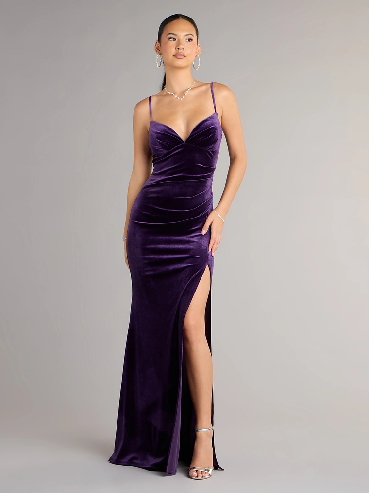 Ariel Velvet Slit Mermaid Formal Dress 4