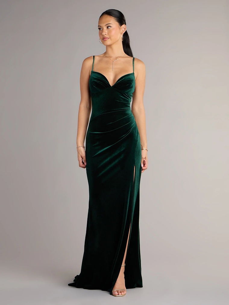 Ariel Velvet Slit Mermaid Formal Dress 5