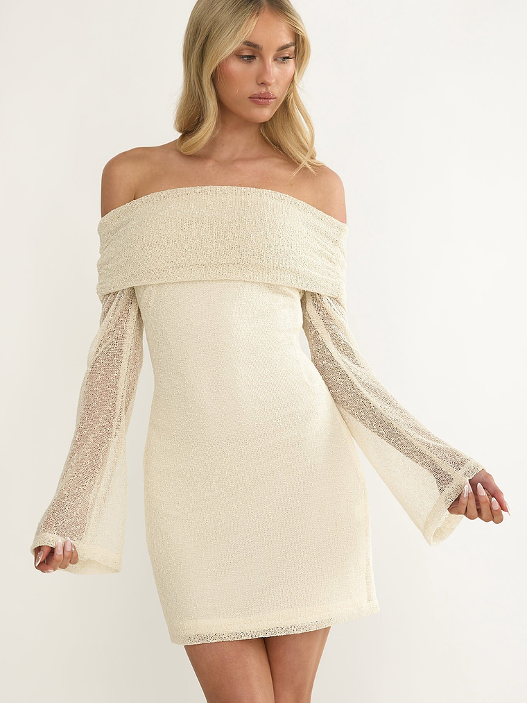 Alivya Off-Shoulder Knit Mini Dress Butter 1