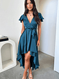 Amelia Satin Midi Dress - Emerald - thumbnail 1