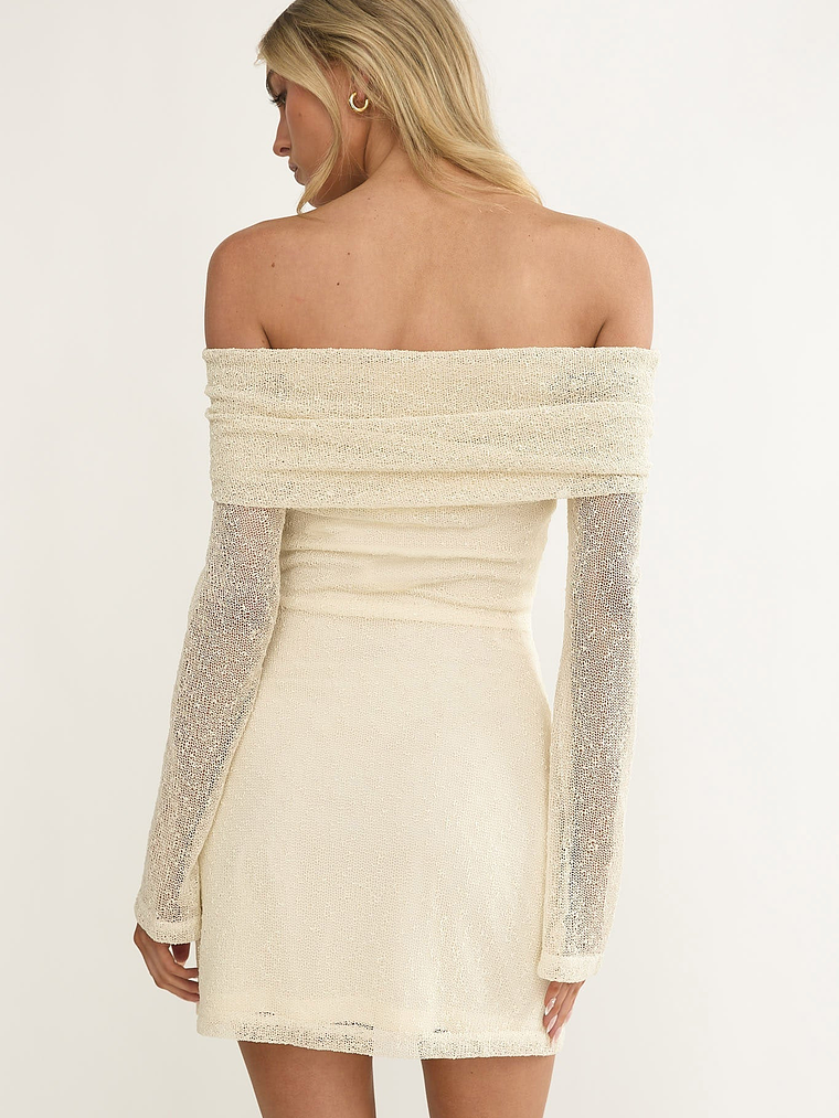 Alivya Off-Shoulder Knit Mini Dress Butter 2