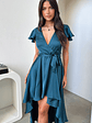 Amelia Satin Midi Dress - Emerald - thumbnail 2
