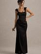 Admire | Black Satin Corset Wrap Maxi Dress - thumbnail 4