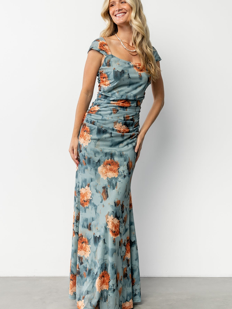 Amelia Tank Maxi Dress | Vintage Teal + Rust 1