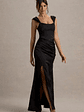 Admire | Black Satin Corset Wrap Maxi Dress - thumbnail 5