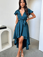 Amelia Satin Midi Dress - Emerald - thumbnail 5