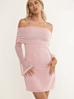 Alivya Off-Shoulder Knit Mini Dress Pink - thumbnail 4