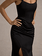 Admire | Black Satin Corset Wrap Maxi Dress - thumbnail 6