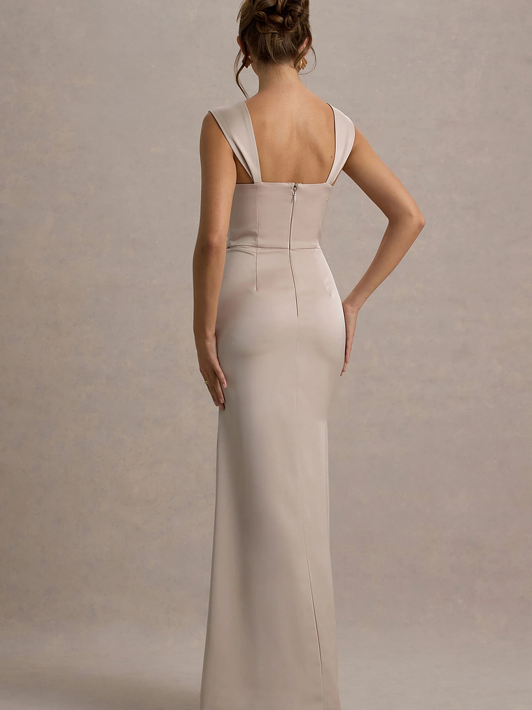 Admire | Champagne Satin Corset Wrap Maxi Dress 2