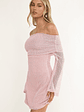 Alivya Off-Shoulder Knit Mini Dress Pink - thumbnail 5