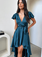 Amelia Satin Midi Dress - Emerald - thumbnail 7