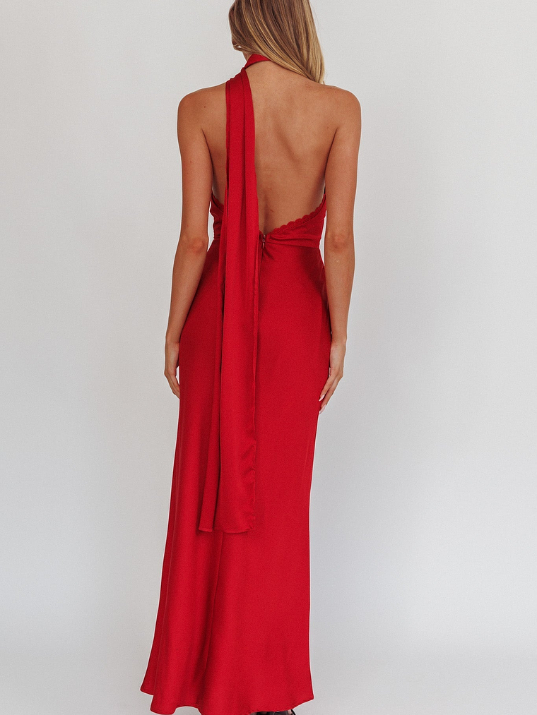 Adora One-Shoulder Maxi Dress Red 2