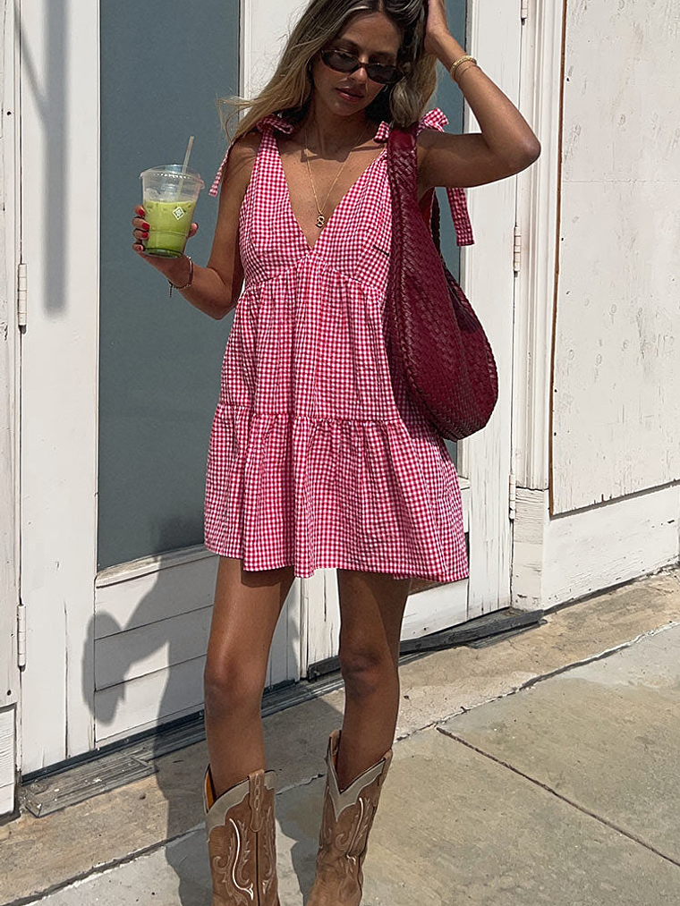 Angel Girl Red Gingham Mini Dress 1