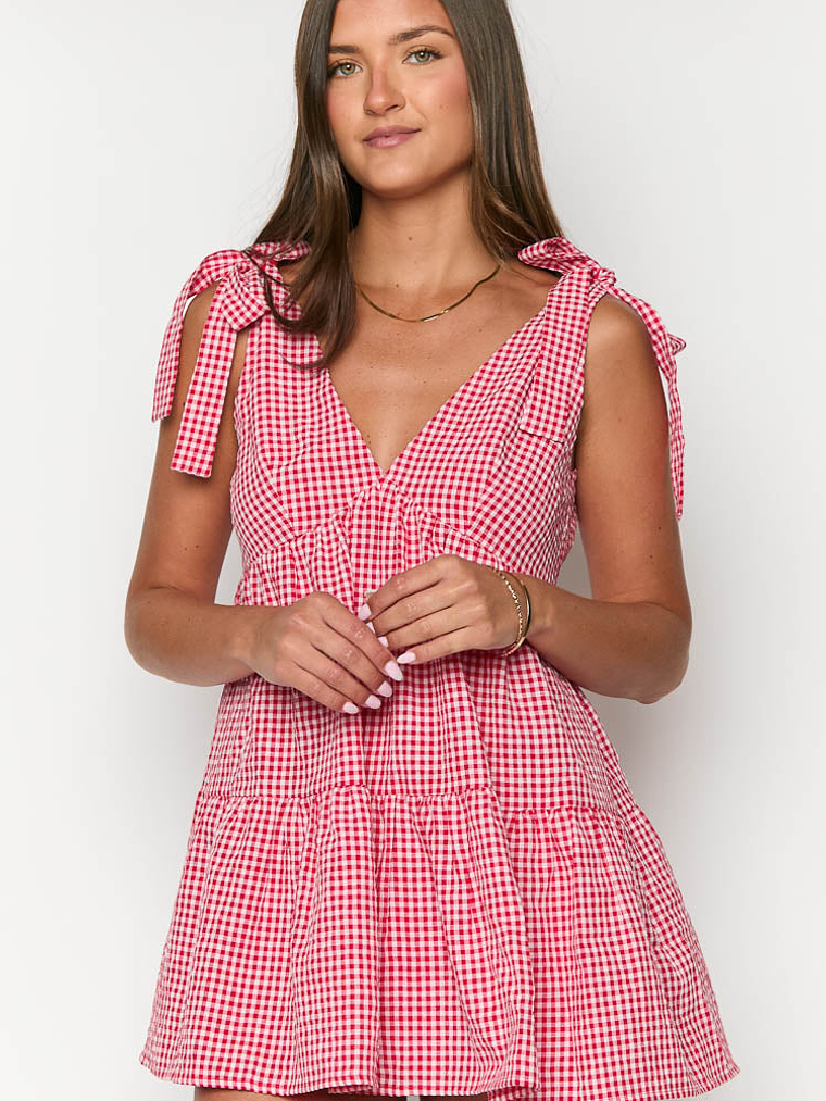Angel Girl Red Gingham Mini Dress 2