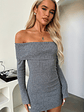 Aaliyah Off Shoulder Knit Mini Dress - Grey - thumbnail 4