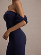 Alaine | Navy Bardot Maxi Dress With Bow Sleeves - thumbnail 6