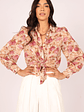 Abbey Floral Button Front Top - Beige - thumbnail 1