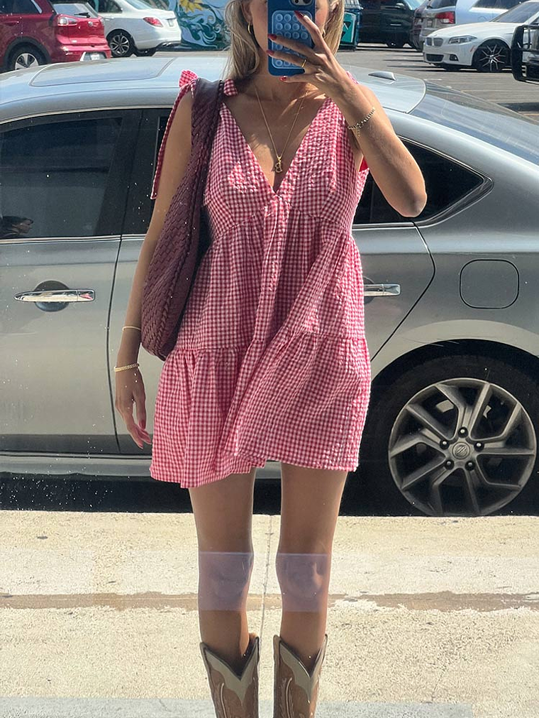 Angel Girl Red Gingham Mini Dress 8