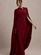 Aliza | Berry Cape Maxi Dress With Gold Ring - thumbnail 6