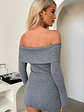 Aaliyah Off Shoulder Knit Mini Dress - Grey - thumbnail 8