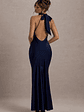 Amelita | Navy Satin Cowl-Neck  Maxi Dress - thumbnail 1