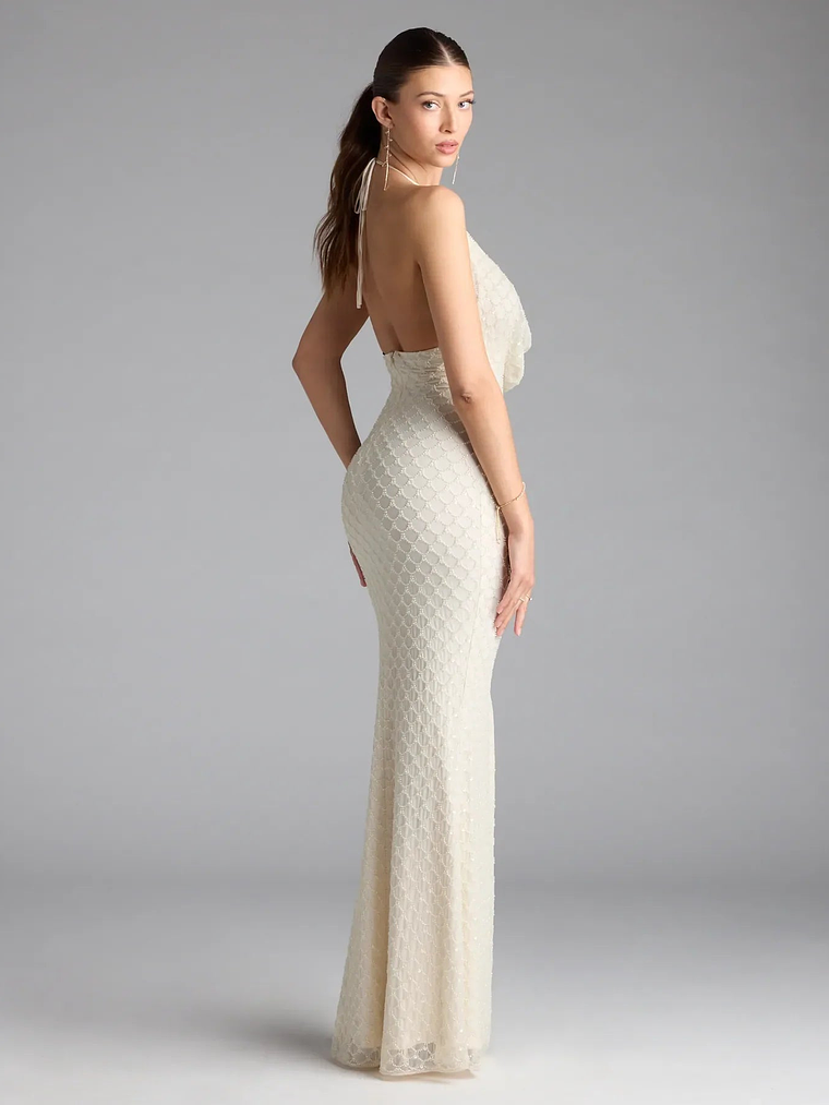 Alana Halter Beaded Sequin Formal Dress 2