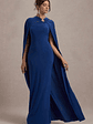 Aliza | Royal Blue Cape Maxi Dress With Gold Ring - thumbnail 1