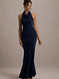 Amelita | Navy Satin Cowl-Neck  Maxi Dress - thumbnail 2