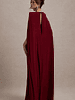 Aliza | Berry Cape Maxi Dress With Gold Ring - thumbnail 7