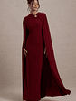 Aliza | Berry Cape Maxi Dress With Gold Ring - thumbnail 8