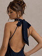 Amelita | Navy Satin Cowl-Neck  Maxi Dress - thumbnail 3