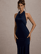 Amelita | Navy Satin Cowl-Neck  Maxi Dress - thumbnail 4