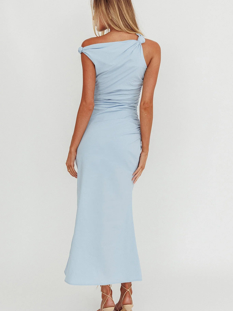Angel's Song Asymmetric Neckline Maxi Dress Blue 3
