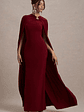 Aliza | Berry Cape Maxi Dress With Gold Ring - thumbnail 10