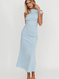 Angel's Song Asymmetric Neckline Maxi Dress Blue - thumbnail 4