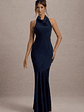 Amelita | Navy Satin Cowl-Neck  Maxi Dress - thumbnail 6