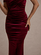 Apolline | Berry Velvet Off The Shoulder Ruched Fishtail Maxi Dress - thumbnail 3