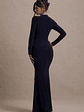 Aluna | Navy Plunge-Neck Twisted Split Maxi Dress - thumbnail 2