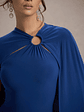 Aliza | Royal Blue Cape Maxi Dress With Gold Ring - thumbnail 7