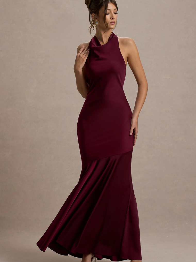 Amelita | Port Satin Cowl-Neck  Maxi Dress 3