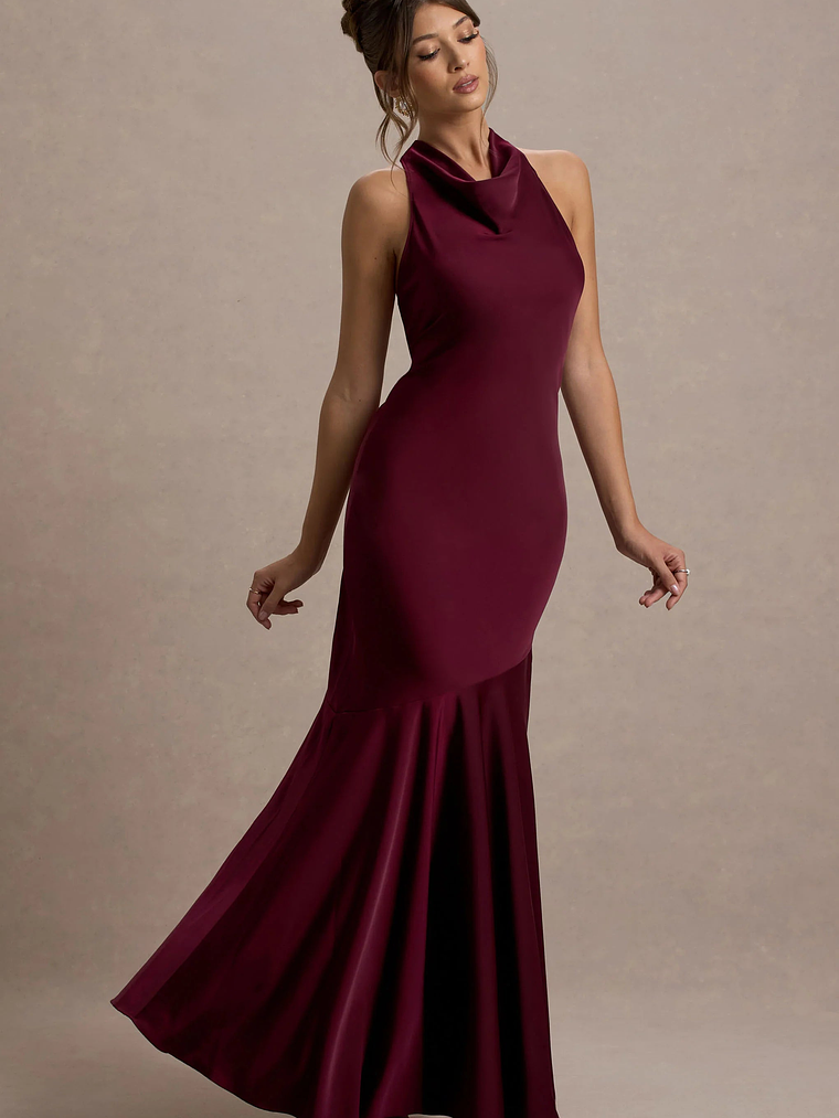 Amelita | Port Satin Cowl-Neck  Maxi Dress 5