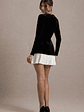 Americano | Black Velvet Sweetheart Long-Sleeve Mini Dress - thumbnail 2