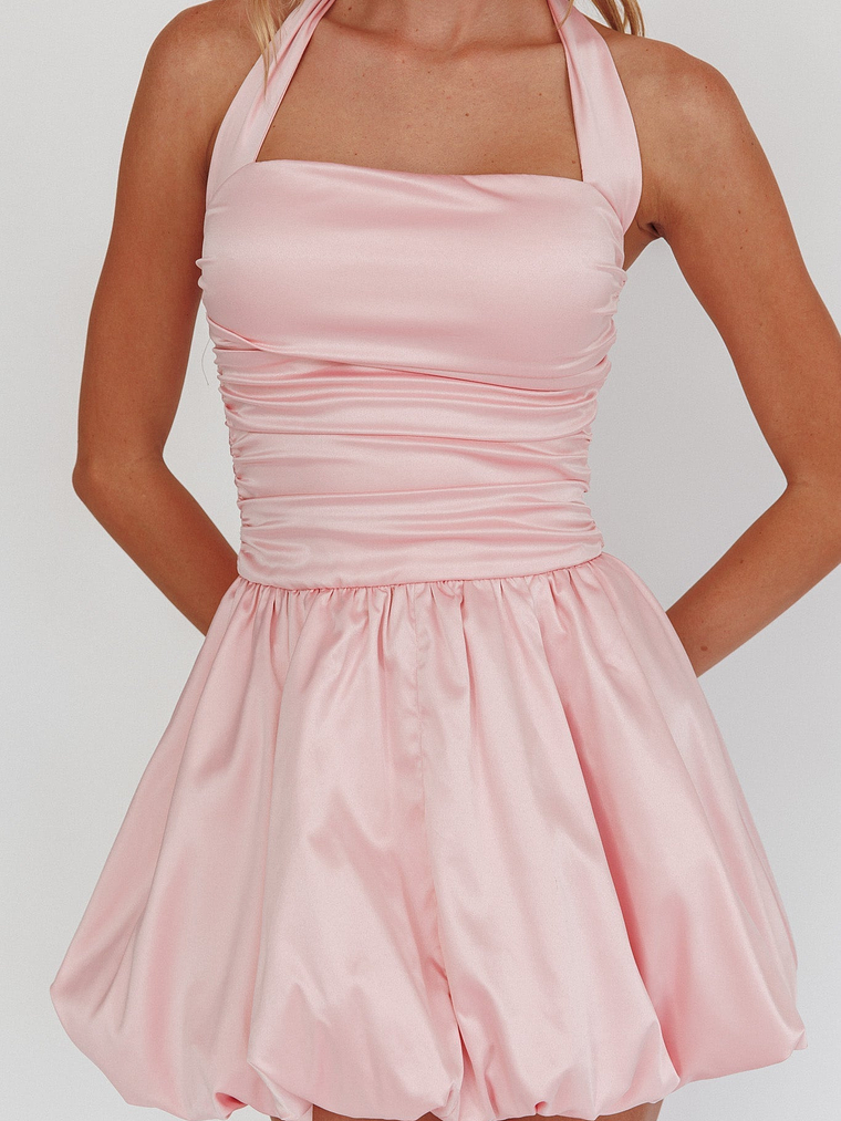 Angelico Halterneck Balloon Mini Dress Pink 3