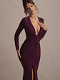 Aluna | Plum Plunge-Neck Twisted Split Maxi Dress - thumbnail 3