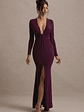 Aluna | Plum Plunge-Neck Twisted Split Maxi Dress - thumbnail 4