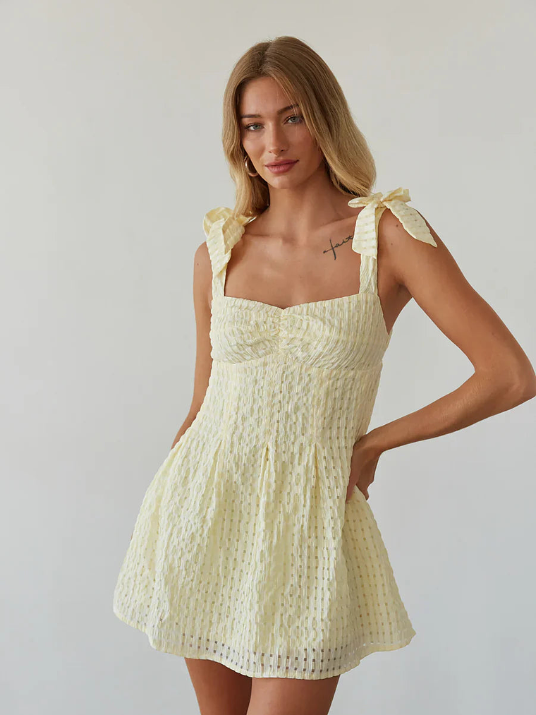 Abby Gingham Bow Strap Mini Dress 1