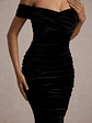 Apolline | Black Velvet Off The Shoulder Ruched Fishtail Maxi Dress - thumbnail 6