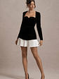 Americano | Black Velvet Sweetheart Long-Sleeve Mini Dress - thumbnail 6