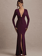 Aluna | Plum Plunge-Neck Twisted Split Maxi Dress - thumbnail 5