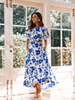 Aminah Puff Sleeve Dress - Blue Floral - thumbnail 1